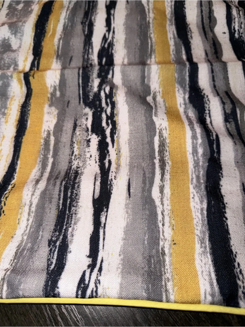 Striped Accent Pillow Cover in Yellow, Black, Gray and Cream